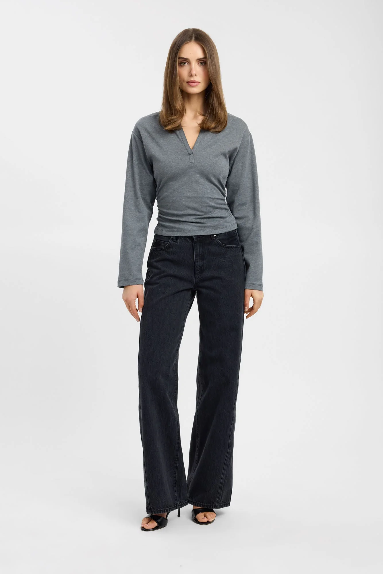 Grey Long Sleeve Tops